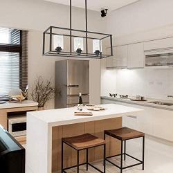VINLUZ Modern Metal 3 Light Linear Pendant Lighting Oil Rubbed Bronze Finish with Clear Glass Shade Kitchen Island Chandelier Fixture for Kitchen Hallway Bar Dining Room Restaurant