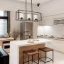 VINLUZ Modern Metal 3 Light Linear Pendant Lighting Oil Rubbed Bronze Finish with Clear Glass Shade Kitchen Island Chandelier Fixture for Kitchen Hallway Bar Dining Room Restaurant