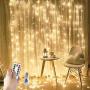 Curtain Lights String,9.8Ftx9.8Ft 300 LED Hanging Fairy Lights for Bedroom Wall Decor,Remote with 8 Modes & Timer Function