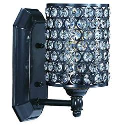 Doraimi 1 Light Crystal Wall Sconce Lighting with Painting Black Finish,Modern and Concise Style Wall Light Fixture with Polyhedral Opal Crystal Shade for Bath Room, Bed Room, LED Bulb(not Include)