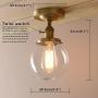 Pathson Industrial Brass Semi-Flush Mount Ceiling Light, Vintage Style Pendant Lighting, Glass Shade Hanging Light Fixtures for Laundry Room Living Room Cafe Bar