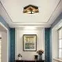 Derksic 2 Light Rustic Farmhouse Flush Mount Ceiling Light Industrial Vintage Ceiling Light Fixture with Metal and Wood Square for Hallway Entryway Foyer Dining Room Bedroom Kitchen