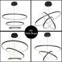 Modern LED Circle Hanging Pendant Light, Contemporary Dimmable Ceiling Chandelier with Remote Control Adjustable 3 Rings Pendant Light Fixture for Living Room Entryway Dining Room Bedroom, Black