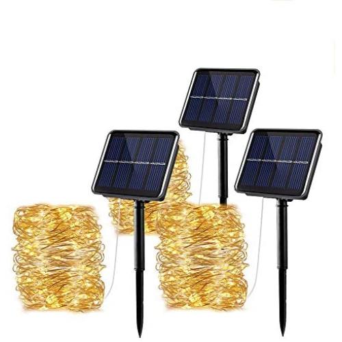 Solar String Lights - 3 Pack 33ft 100 LED Waterproof Outdoor String Lights with 8 Modes for Patio Yard,Garden,Thanksgiving Christmas Decorations (Warm White)