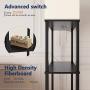 Addlon LED Modern Shelf Floor Lamp with White Lamp Shade and LED Bulb - Display Shelves Floor Lamps for Living Room Bedroom and Office - Classic Black