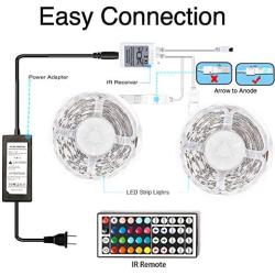 Daybetter 5050 RGB Flexible Color Changing Remote Control Led Strip Lights - 65.6ft