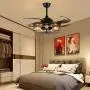 7PM Vintage Ceiling Fan with Light Remote Control Industrial Fandelier Ceiling Fan with Retractable Blades for Living Room Dining Room 42 Inches in Black