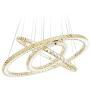 MEEROSEE Crystal Chandeliers Modern LED Ceiling Lights Fixtures Chandelier Lighting Dining Room Pendant Lights Contemporary 3 Rings Adjustable Stainless Steel Cable
