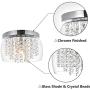 FERWVEW Modern 1 Light 11'' Crystal Flush Mount Ceiling Light Mini Chandeliers Lighting Fixture with Drum Glass Shade, Chrome Hanging Lamp for Bedroom Living Dining Room Hallway Entryway Foyer