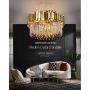 MEEROSEE Modern Crystal Chandelier Lighting Led Pendant Lights Fixture with Stainless Steel Shade Island Chandeliers Ceiling Dining Room Living Room Contemporary Kitchen Dimmable 9-Lights