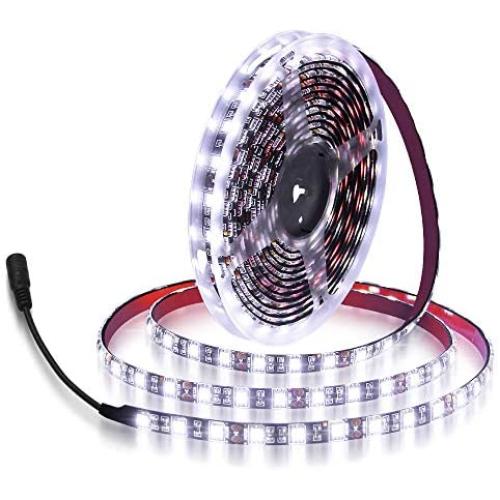 ALITOVE 16.4ft 5050 SMD Black PCB Cool White LED Flexible Strip Ribbon Light 5M 300 LEDs Waterproof IP65 DC 12V for Home Garden Commercial Area Lighting