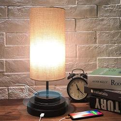 Touch Control BedsideTable Lamp - Moobibear Stepless Dimmable Nightstand Lamp with USB Charging Port, Modern Desk Reading Lamp for Bedroom, Living Room, Kids Room, College Dorm, LED Bulb Included