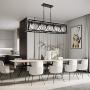 TODOLUZ Black Finish 5-Light Farmhouse Chandelier with Globular Seeded Glass Rectangle Kitchen Island Lighting Fixture for Dining Room Pool Table