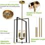 4-Light Chandelier,19.88 x 13.75 Inch Adjustable Rectangular Frames, Support Dimming, Metal Pendant Ceiling Light Fixtures for Kitchen Island Dining Room Entryway Hallway Farmhouse-Black Gold