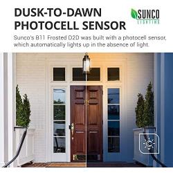 Sunco Lighting 6 Pack B11 LED Candelabra Bulb, Dusk-to-Dawn, 5W=40W, 3000K Warm White, 450 LM, E12 Base, Outdoor Decorative Light for Sconces - UL