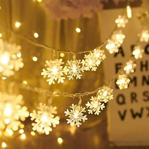 Christmas String Lights, 19.6 ft 40 LED Fairy Lights Battery Operated Waterproof for Xmas Garden Patio Bedroom Party Decor Indoor Outdoor Celebration Lighting, Warm White (Snowflake) Christmas String Lights, 19.6 ft 40 LED Fairy Lights Battery Operated Waterproof for Xmas Garden Patio Bedroom Party Decor Indoor Outdoor Celebration Lighting, Warm White (Snowflake)