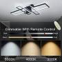 IKK Modern Ceiling Light, LED Chandelier Light Fixture with Dimmable Remote Control, 4 Heads Black Rectangular Shade Modern Light Fixture for Kitchen, Bedroom, Dressing Room, Living Room, Dining Room