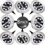Biling Solar Disk Lights Outdoor, 8 LED Bulbs Solar Ground Lights Outdoor Waterproof for Garden Yard Patio Pathway Lawn Driveway - White (8 Pack)