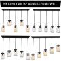 5 Lights Farmhouse Dining Room Light Fixture,Adjustable Mason Jar Chandeliers Ceiling Hanging Light for Kitchen Island, Coffee, Bar, Living Room