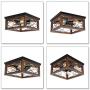 PUZHI HOME Farmhouse Wood Flush Mount Ceiling Light Fixture, Square Close to Ceiling Light Industrial Black Metal Rustic Island Light Fixtures with 4 E26 Blub Socket for Farmhouse Kitchen Dining Room PUZHI HOME Farmhouse Wood Flush Mount Ceiling Light Fixture, Square Close to Ceiling Light Industrial Black Metal Rustic Island Light Fixtures with 4 E26 Blub Socket for Farmhouse Kitchen Dining Room