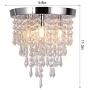 Modern Chandelier,3 Lights Crystal Raindrop Chandelier Lighting,Flush Mount LED Ceiling Light Fixture Pendant Lamp for Dining Room Bathroom Bedroom Livingroom,G9 Bulbs Required