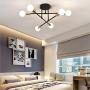 Modo Lighting Mid Century Sputnik Chandelier 6 Lights Vintage Industrial Semi Flush Mount Ceiling Light Fixture E26 Bulb Adjustable Geometric Pendant Ceiling Lamp for Living Room Kitchen, Black