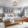 LALUZ Faux Wood Farmhouse Semi Flush Mount Ceiling Light Fixture for Bedroom, Hallway, Kitchen, Dining & Living Room and Foyer