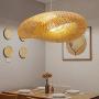 Pendant Lighting for Kitchen Island, XINDAR Modern Twist Hanging Light Kit Bamboo 1 Light Dining Room Pendant Lamp in Beige (23.5 inch)
