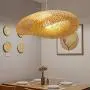 Pendant Lighting for Kitchen Island, XINDAR Modern Twist Hanging Light Kit Bamboo 1 Light Dining Room Pendant Lamp in Beige (23.5 inch)