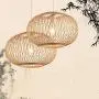 LITFAD Bamboo Globe Pendant Lighting Asian Style 19.5'' Wide 1 Light Hanging Ceiling Lamp in Wood Beige Ceiling Fixture with Adjustable Cord for Dining Room Living Room Restaurant
