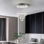 Modern K9 Crystal Raindrop Chandelier Lighting 5 Lights Flush Mount LED Ceiling Light Fixture,W18.1'' x H24.8''Pendant Lamp for Dining Room,Living Room