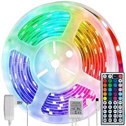 GIREALO IP65 Waterproof LED Light Strip Outdoor 16.4ft , RGB 5050 Color Changing 150 LED Strip Lights String UL Power Adapter with 44 Keys for Bedroom Decor TV Party Home Yard Decoration