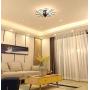 Ganeed Crystal Ceiling Light,Vintage K9 Crystal Chandeliers,Industrial Edison Pendant Light Flush Mount Ceiling Light Fixture With 4 Lights for Living Room Dinning Room Restaurant Porch hallway (Black