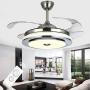 Southerns Lighting 36 Inch Modern Invisible Ceiling Fans with Light Retractable Blade Modern Ceiling Fan Chandelier Remote Control Lights for Living Room Bedroom LED Light with Fan (Silver-03)