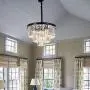 MEEROSEE Crystal Chandeliers Modern Chandelier Island Lighting 8 Lights Raindrop Pendant Ceiling Light Fixture 3-Tier for Dining Room Living Room Kitchen Bedroom D19.7'' Clear Crystal