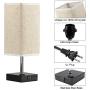 Touch Control Table Lamp,Dimmable Bedside Table Lamp , with AC Outlet & 2 Charging USB Ports Fabric Shade Modern Lamp for Bedroom Office Living Room,Included Dimmable LED Bulb