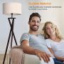 LEPOWER Wood Tripod Floor Lamp, Modern Design Standing Lamp, Mid Century Studying Light for Living Room, Bedroom and Office, Flaxen Lamp Shade with E26 Lamp Base