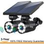 Solar Motion Sensor Lights Outdoor 1400-Lumen 9-Watt(110W Equ.) Aluminum Solar Flood Security Spotlight for Garden Driveway Garages Doorways Decks and Porches, 2-Year 100% FREE Warranty(Black 2 Pcs)