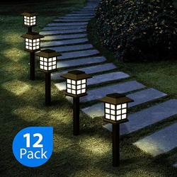 GIGALUMI 12 Pack Solar Pathway Lights Outdoor, Waterproof Outdoor Solar Lights for Garden, Landscape, Path, Yard, Patio, Driveway, Walkway