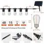 48FT LED Solar String Lights Outdoor, Waterproof Hanging Lights with 17 Shatterproof Vintage Edison Bulbs(2 Spare), Commercial Grade Patio Lights for Backyard Patio Porch Café by PARTPHONER 48FT LED Solar String Lights Outdoor, Waterproof Hanging Lights with 17 Shatterproof Vintage Edison Bulbs(2 Spare), Commercial Grade Patio Lights for Backyard Patio Porch Café by PARTPHONER
