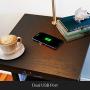 Brightech Madison w. Wireless Charging Station & USB Port - Narrow Nightstand in Mid Century Modern Style with Built in LED Lamp - End Table & Attached Reading Light for Living Rooms - Classic Black
