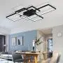 Modern LED Ceiling Lights Living Room Dining Room Ceiling Lighting Fixtures 3000-6500K Hanging Lamp Dimmable Remote Acrylic Rectangle Chandeliers Hotel Kitchen Bedroom Pendant Light,Black/105cm/65w