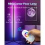 DENGALA Corner Floor Lamp RGB Color Changing Minimalist Corner Lamp 56'' Modern Style Decor Tall Lamp Dimmable LED Floor Lamp with Remote Control for Gaming Room, Living Room, Bed Room 20W - Black