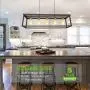 5-Light Kitchen Island Pendant Lighting, LED Bulbs Included, Industrial Dining Room Light Fixtures, 35 inch Linear Chandelier with Brass & Black Painting, ETL Listed