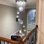 12-Light Modern Raindrop Crystal Chandeliers Living Room Spiral Staircase Lighting Crystal Balls Large High Ceiling Light Fixture for Hallway Foyer 102''