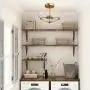 Modern Glass Semi Flush Mount Ceiling Light, Hallway Light Fixtures with Seeded Glass for Dining Room, Bedroom, W12'' x H9''