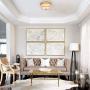 Loclgpm Gold Finish Flush Mount Ceiling Light, 2 Light Chandelier Fixture with Glass Shade for Living Room, Dining Room, Bedroom, Kitchen, Hallway