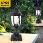 PARTPHONER Outdoor Post Light with Pier Mount Base, Waterproof Pole Lantern Light Fixture, Exterior Lamp Post Lantern Head with Clear Glass Panels for Garden, Patio, Pathway (6 Inch)