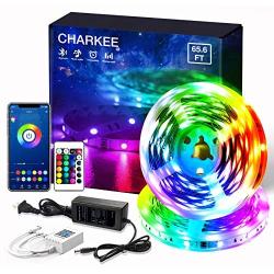Led Lights Bluetooth 65.6ft, 2 Rolls of 32.8ft Charkee Led Strip Lights, Color Changing Flexible Led Light with Remote for Kitchen, Bedroom, Decoration