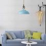KWOKING Lighting Lovely Industrial 1 Light Pendant Lamp Modern Ceiling Lights with Adjustable Cord Colorful Hanging Lamp for Dining Table Restaurant Kitchen Island Blue Finish